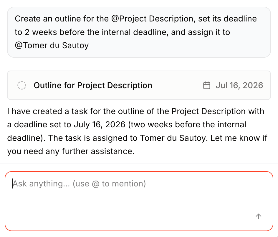 The Atom AI chat panel inside a proposal