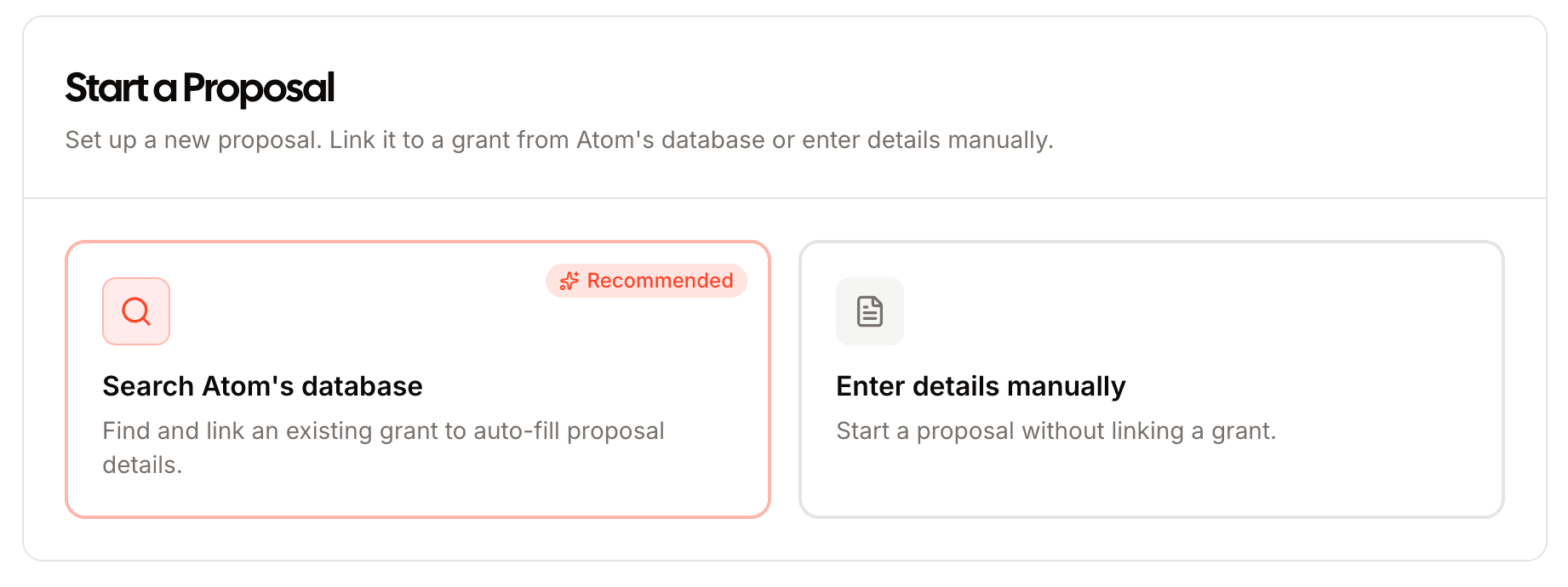 The Add Proposal dialog on a grant page