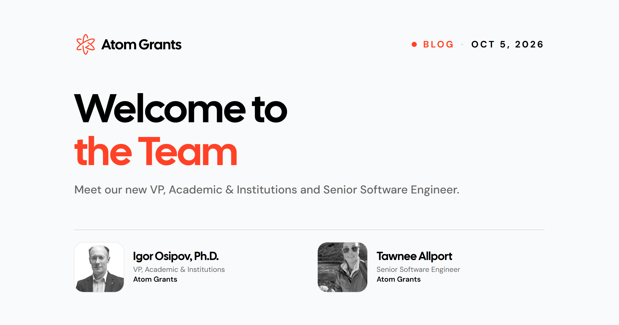 Welcome to the team!